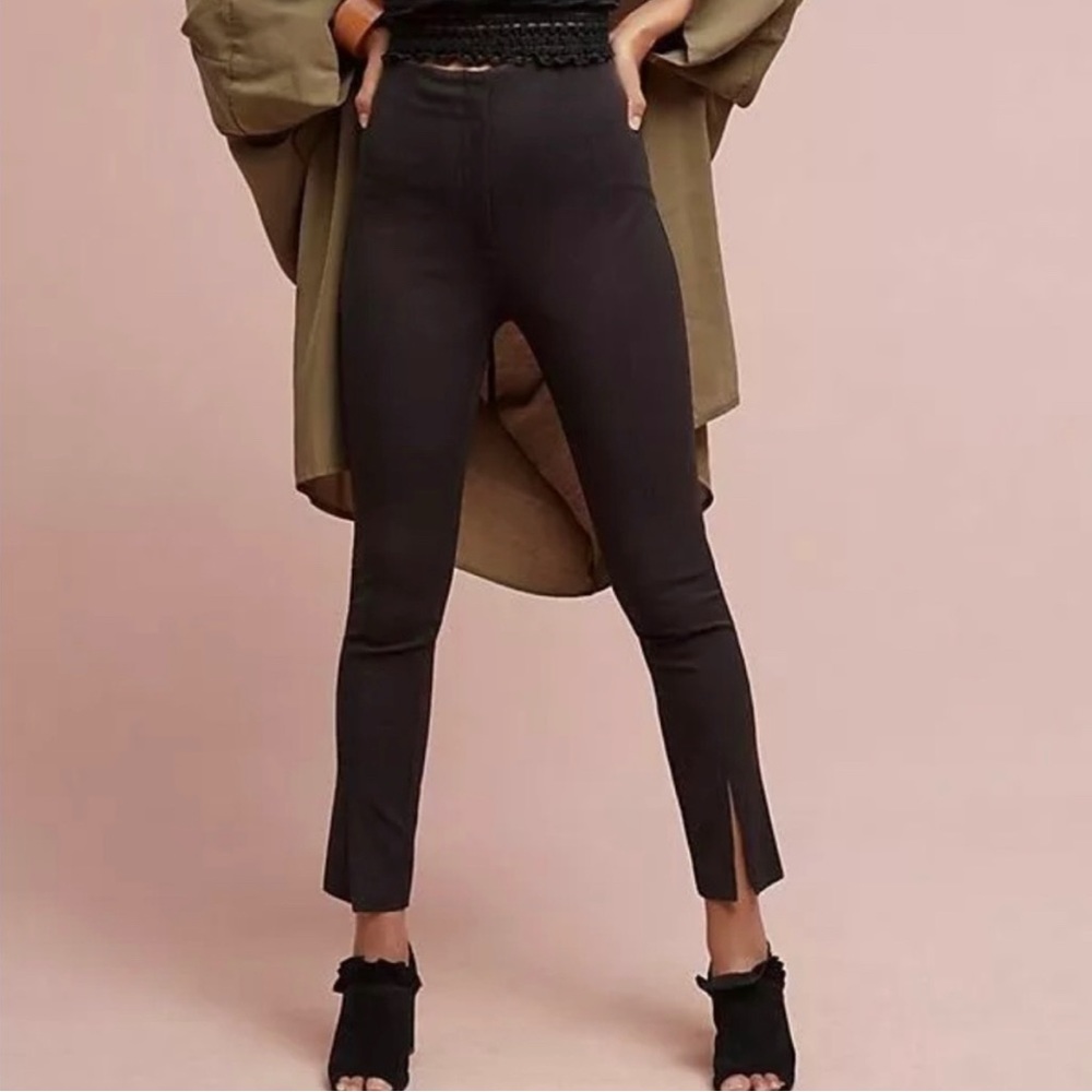 Anthropologie Women’s Black Essential Slim Fit Front Slit Trouser Size 6